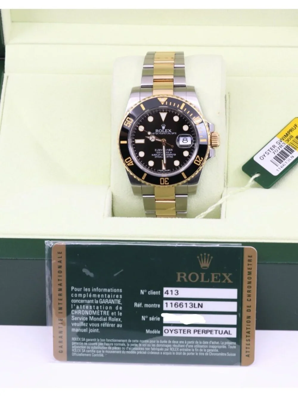 2013 Rolex Submariner Date 116613LN 40mm Two Tone Black 18K Gold Box Papers